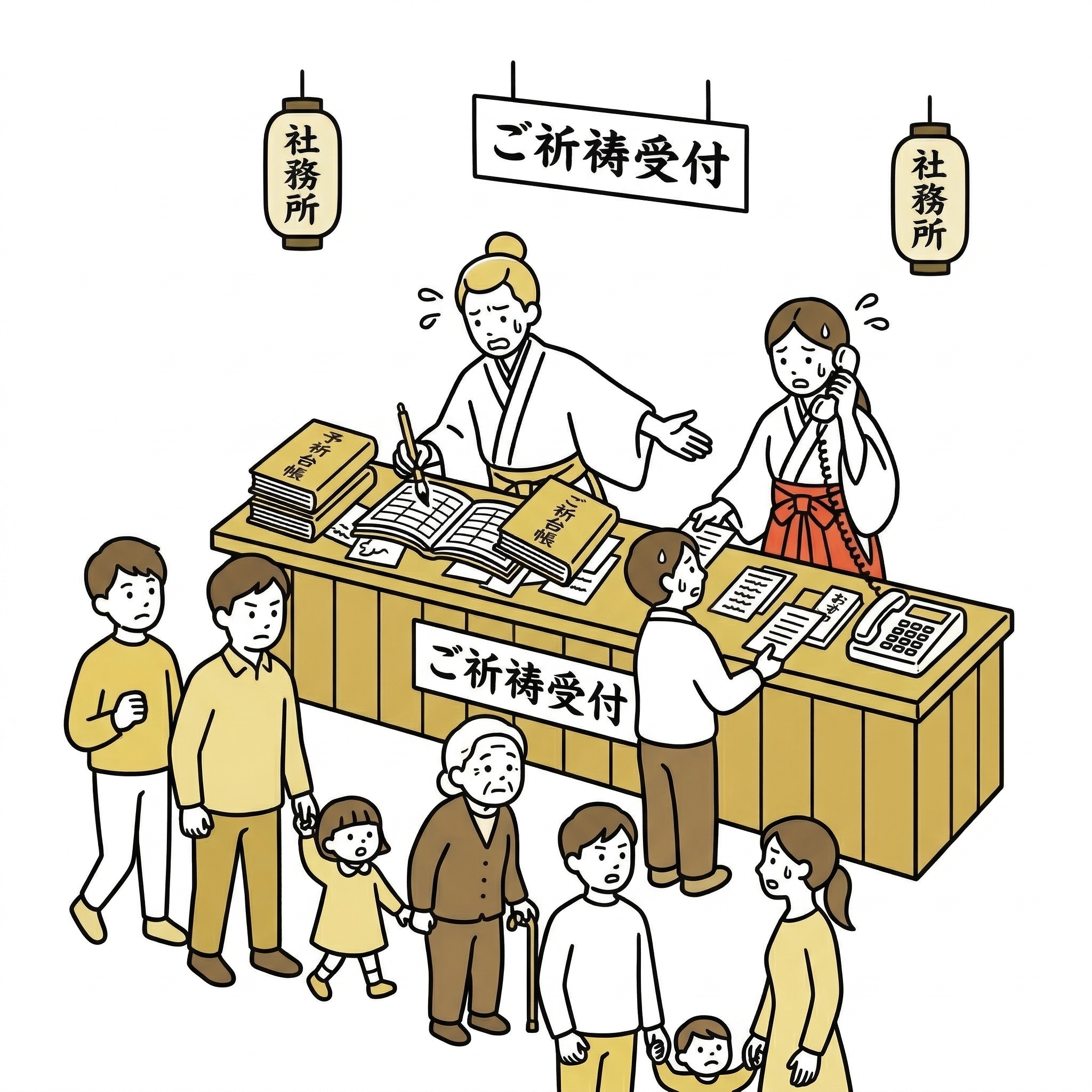 当日受付で社務所に行列